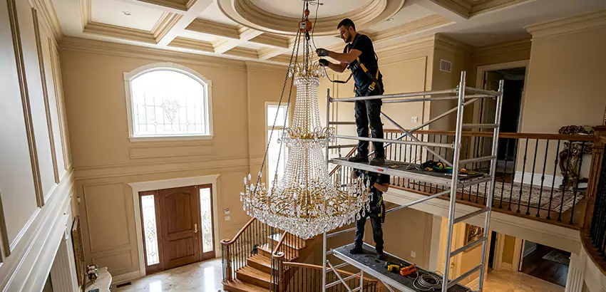 Two-Story Foyer Chandelier Installation in Deland